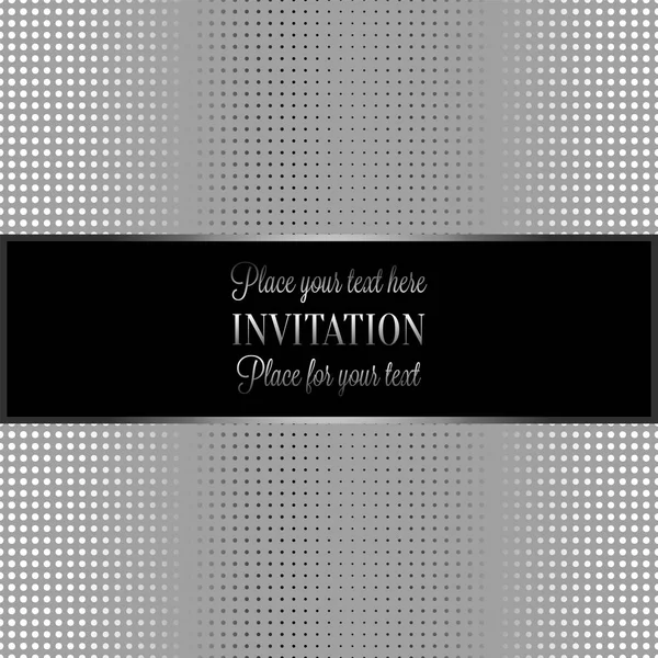 Μπαρόκ φόντο με αντίκες, πολυτελή μαύρο και μεταλλική ασημί πλαίσιο, πρότυπο banner ράστερ dot διακόσμηση, ιδανικό για την πρόσκληση ή Ευχετήρια κάρτα, σύγχρονο και κομψό σχεδιασμό — Διανυσματικό Αρχείο