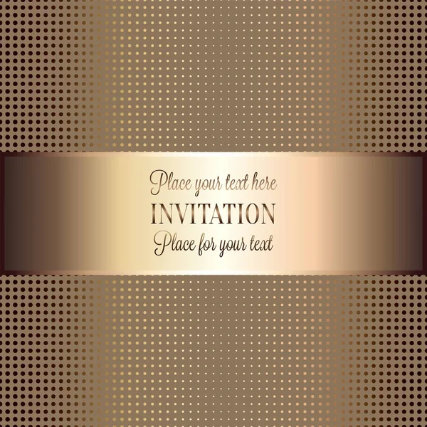 Baroque background with antique, luxury beige and metal gold frame, template banner, halftone dot decoration, perfect for invitation or greeting card, stylish and contemporary design — Stock Vector