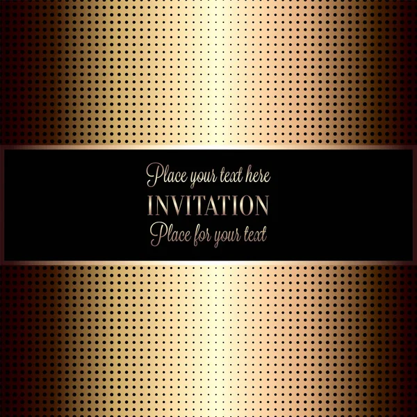 Baroque background with antique, luxury beige and metal gold frame, template banner, halftone dot decoration, perfect for invitation or greeting card, stylish and contemporary design — Stock Vector