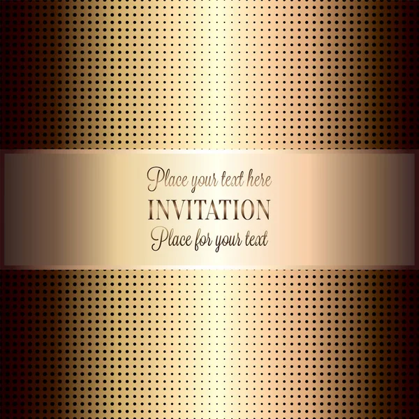 Baroque background with antique, luxury beige and metal gold frame, template banner, halftone dot decoration, perfect for invitation or greeting card, stylish and contemporary design — Stock Vector