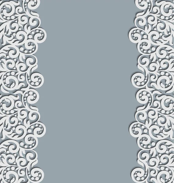 Vektor Blumenwirbel Dekoration. abstrakter 3D-Hintergrund für Einladungskarten, Designvorlage mit leerem Plac e für Text. weiße einfache Spitze mit Schatten, Papierschnitt-Effekt. — Stockvektor