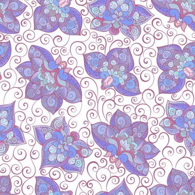 Vektör leylak pastel süsleme ile seamless modeli. Kiremit Doğu tarzı. Süs dantel oyma. Süslü swirls duvar kağıdı için. Geleneksel Arapça dekor. İslam, Dubai, Doğu stil şablonu.