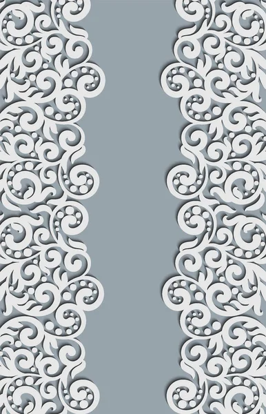 Vektor Blumenwirbel Dekoration. abstrakter 3D-Hintergrund für Einladungskarten, Designvorlage mit Leerplatz für Text. weiße einfache Spitze mit Schatten, Papierschnitt-Effekt. — Stockvektor