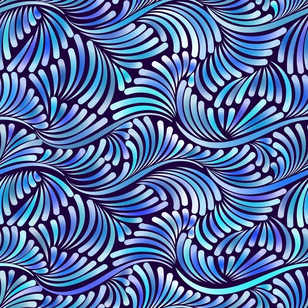 Färgglada textur, sömlösa mönster i blå färger. Virvlar och lockar mönster, enkel bakgrund med vågig srtokes. — Stock vektor