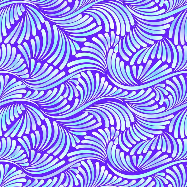 Färgglada textur, sömlösa mönster i blå färger. Virvlar och lockar mönster, enkel bakgrund med vågig srtokes. — Stock vektor