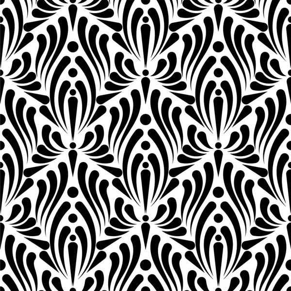 Дамаський безшовний візерунок складний дизайн. Розкішний королівський орнамент, вікторіанська текстура для шпалер, текстилю, обгортання. Вишукані квіткові барокові мережива процвітають чорно-білими . — стоковий вектор