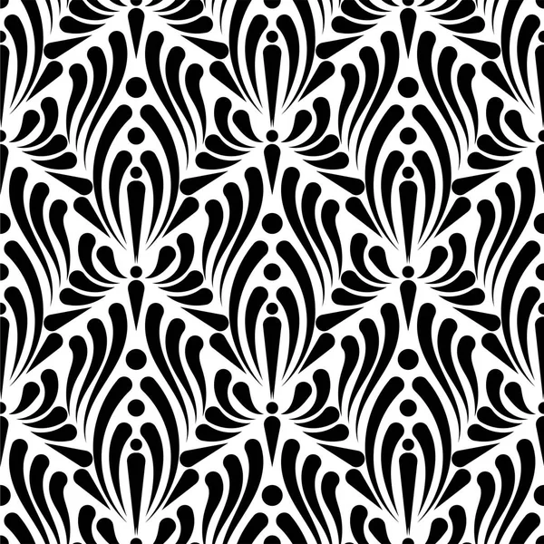 Damasco design sem costura padrão intrincado. Ornamento real de luxo, textura vitoriana para papéis de parede, têxtil, envoltório. requintado floral barroco renda florescer preto e branco . —  Vetores de Stock