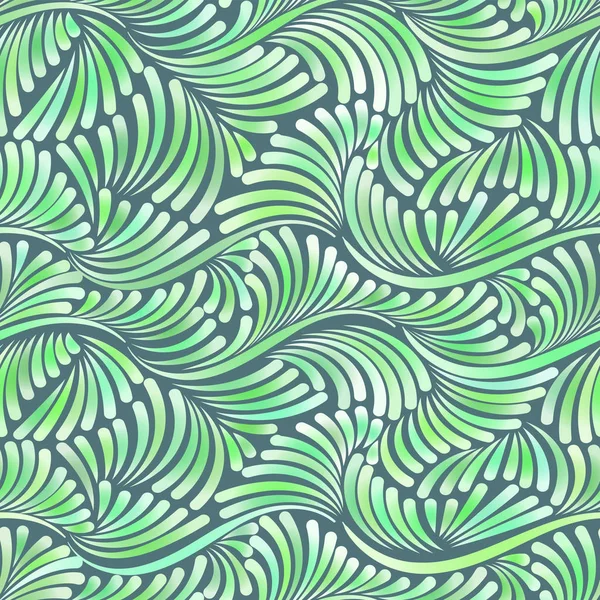 Farbenfrohe Textur, nahtloses Muster in grünen Farben. Wirbel und Lockenmuster, einfacher Hintergrund mit welligen Strichen. — Stockvektor