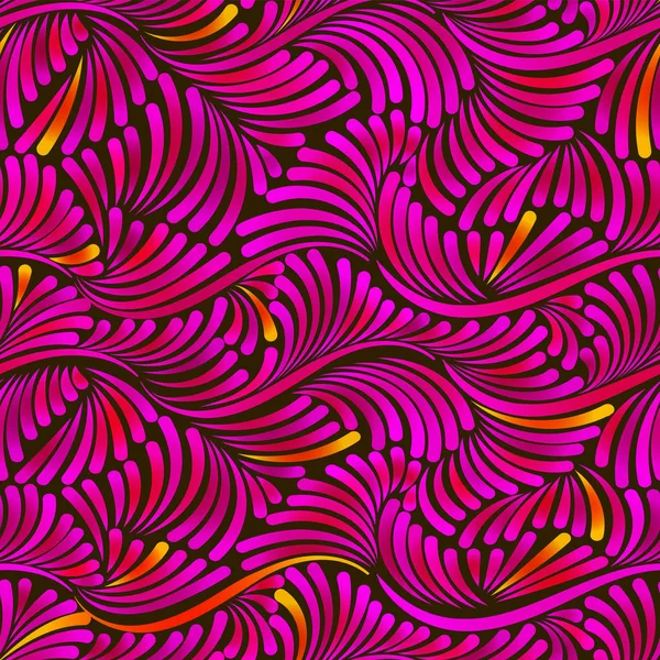 Färgglada textur, sömlösa mönster i rosa färger. Virvlar och lockar mönster, enkel bakgrund med vågiga penseldrag. — Stock vektor