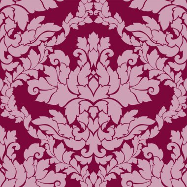 Damasko seamless modeli karmaşık tasarım. Lüks royal süsleme, Victoria doku duvar kağıdı, tekstil, ambalaj. Mükemmel çiçek Barok dantelli güzelleşmek içinde vintage koyu kırmızı renk