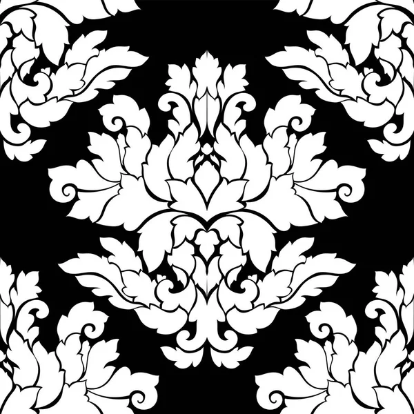 Дизайн без маски интригует. Роскошный королевский орнамент, викторианская текстура для обоев, текстиль, обертка. Изысканный цветочный барокко кружева процветать в черно-белых монохромных цветов — стоковый вектор