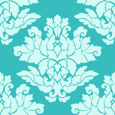 Damasko seamless modeli karmaşık tasarım. Lüks royal süsleme, Victoria doku duvar kağıdı, tekstil, ambalaj. Mükemmel çiçek Barok dantelli güzelleşmek yumuşak nane yeşili renklerde
