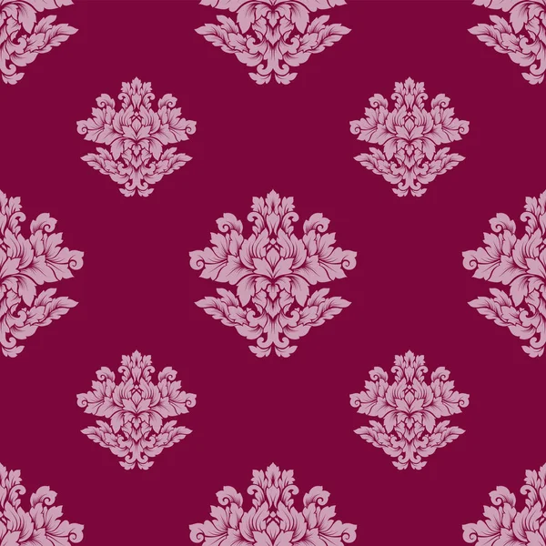 Дизайн без маски интригует. Роскошный королевский орнамент, викторианская текстура для обоев, текстиль, обертка. Изысканный цветочный барокко кружева процветать в винтажном глубоком красном цвете — стоковый вектор