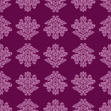 Damasko seamless modeli karmaşık tasarım. Lüks royal süsleme, Victoria doku duvar kağıdı, tekstil, ambalaj. Mükemmel çiçek Barok dantelli güzelleşmek zengin pembe ve mor colo döşemedeki yinelenen