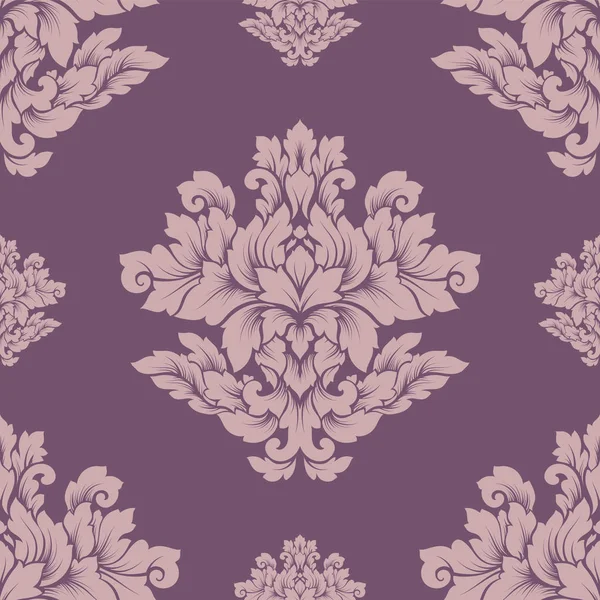 Damasco design sem costura padrão intrincado. Ornamento real de luxo, textura vitoriana para papéis de parede, têxtil, envoltório. Lacy barroco floral requintado florescer em cores pastel vintage — Vetor de Stock