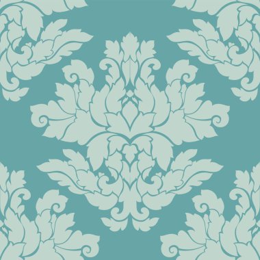 Damasko seamless modeli karmaşık tasarım. Lüks royal süsleme, Victoria doku duvar kağıdı, tekstil, ambalaj. Mükemmel çiçek Barok dantelli güzelleşmek yumuşak pastel turkuaz col döşemedeki yinelenen