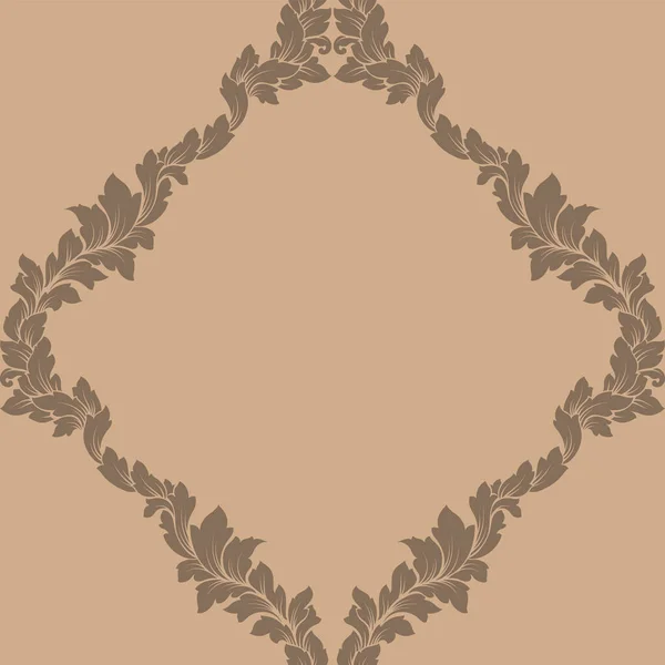 Damask seamless pattern intricate design. Luxury royal ornament, victorian texture for wallpapers, textile, wrapping. Exquisite floral baroque lacy flourish repeting tile in soft beige color — Stock Vector