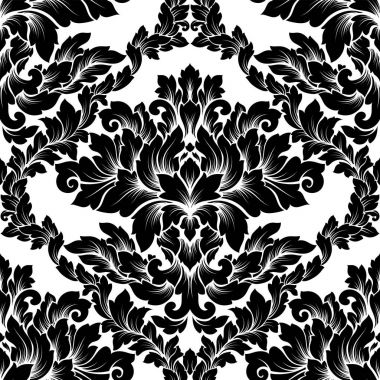 Damasko seamless modeli karmaşık tasarım. Lüks royal süsleme, Victoria doku duvar kağıdı, tekstil, ambalaj. Siyah ve beyaz siyah beyaz renklerde zarif çiçek Barok dantelli güzelleşmek