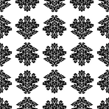 Damasko seamless modeli karmaşık tasarım. Lüks royal süsleme, Victoria doku duvar kağıdı, tekstil, ambalaj. Siyah ve beyaz siyah beyaz renklerde zarif çiçek Barok dantelli güzelleşmek