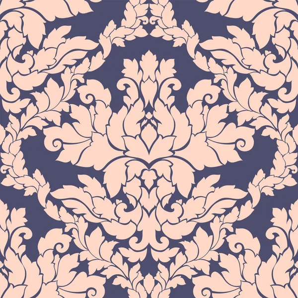 Δαμασκηνό μοτίβο απρόσκοπτη περίπλοκο σχέδιο. Πολυτελές βασιλικό στολίδι, βικτοριανό υφή για ταπετσαρίες, υφάσματα, αναδίπλωση. Εξαίσια floral μπαρόκ δαντελωτές άνθηση επαναλαμβάνοντας πλακάκι σε απαλά παστέλ χρώματα — Διανυσματικό Αρχείο