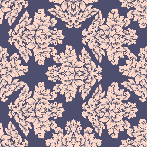 Damasco patrón sin costuras diseño intrincado. Adorno real de lujo, textura victoriana para fondos de pantalla, textil, envoltura. Exquisito encaje barroco floral florecer azulejo repetitivo en colores pastel suaves — Archivo Imágenes Vectoriales