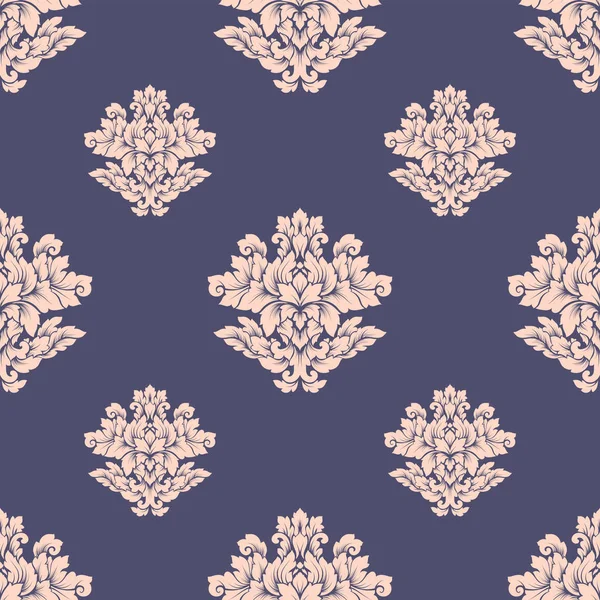 Damask seamless pattern intricate design. Luxury royal ornament, victorian texture for wallpapers, textile, wrapping. Exquisite floral baroque lacy flourish repeating tile in soft pastel colors — Stock Vector