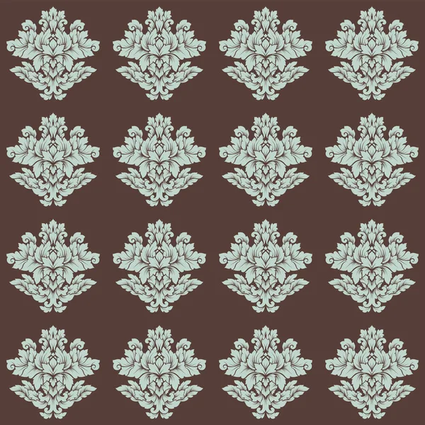 Damasko seamless modeli karmaşık tasarım. Lüks royal süsleme, Victoria doku duvar kağıdı, tekstil, ambalaj. Mükemmel çiçek Barok dantelli güzelleşmek kahverengi ve açık mavi döşemedeki yinelenen — Stok Vektör