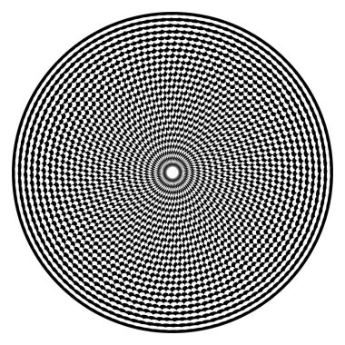 Optik illüzyon sanat arka plan. Siyah beyaz tek renkli geometrik hipnotik daire desen.