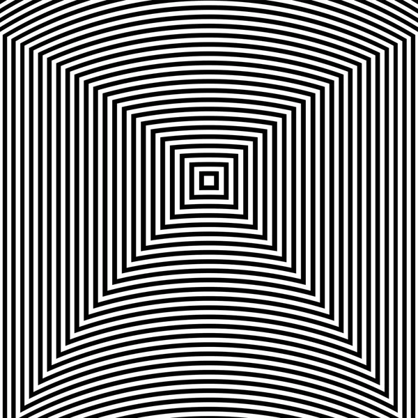 Optisk illusion konst abstrakt bakgrund. Svart och vit monokrom geometriska hypnotiska rutmönster. — Stock vektor