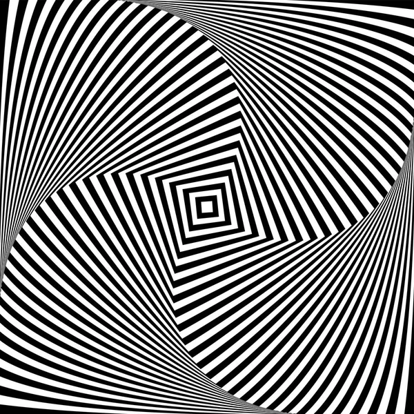 Optische Täuschung Kunst abstrakten Hintergrund. Schwarz-weißes monochromes geometrisches hypnotisches quadratisches Muster. — Stockvektor