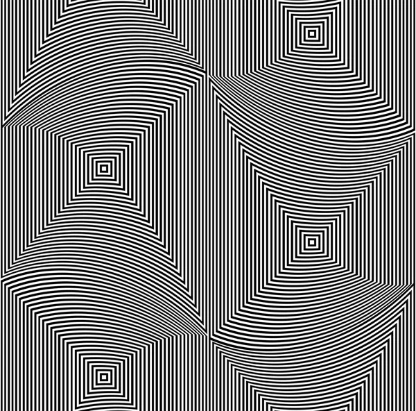 Оптическая иллюзия искусства абстрактного фона. Черно-белый монохромный геометрический гипнотический бесшовный рисунок . — стоковый вектор