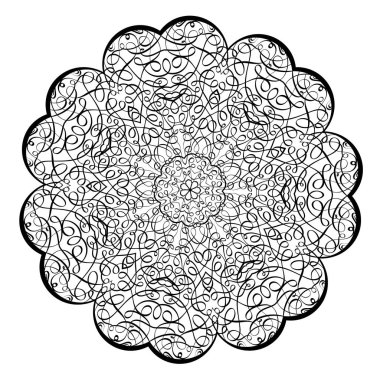 Yetişkin kaligrafi swirls ve karmaşık karışık dantel süs kitap illustrationlacy Mandala desenle boyama.