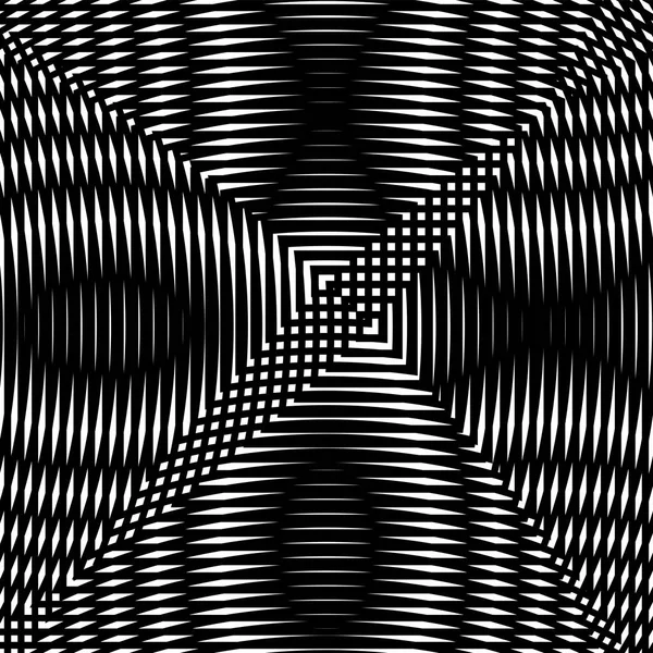Abstract ιστορικό τέχνης οπτική ψευδαίσθηση. Μαύρο και άσπρο μονόχρωμη υπνωτικό τετράγωνο μοτίβο γεωμετρικών. — Διανυσματικό Αρχείο