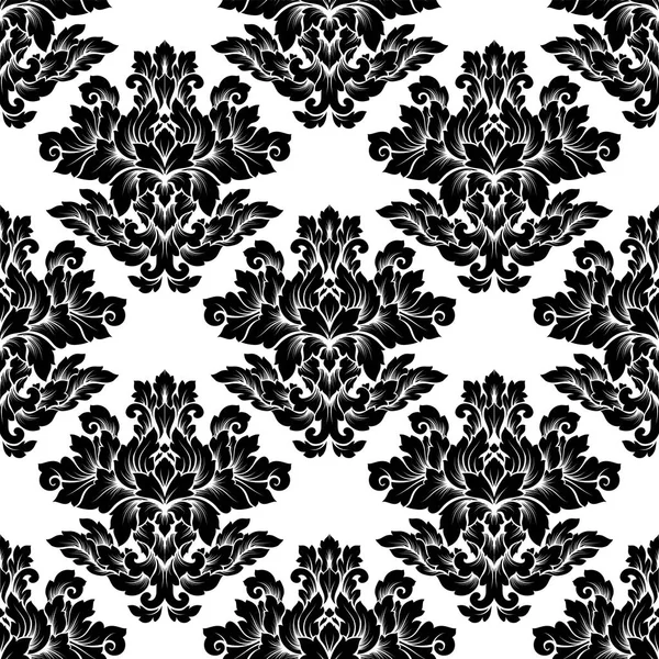Damasko seamless modeli karmaşık tasarım. Lüks royal süsleme, Victoria doku duvar kağıdı, tekstil, ambalaj. Siyah ve beyaz siyah beyaz renklerde zarif çiçek Barok dantelli güzelleşmek — Stok Vektör