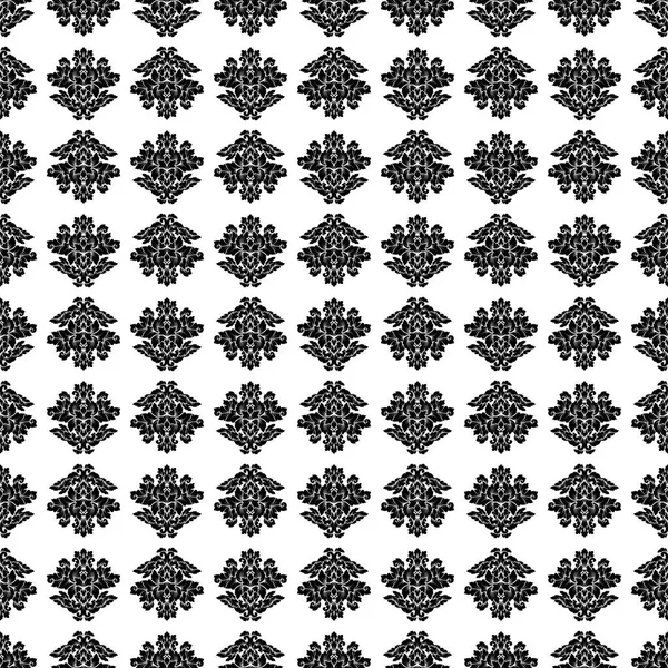 Damask naadloze patroon motief. Luxe royal sieraad, Victoriaanse textuur voor behang, textiel, zeewieren. Prachtige bloemen barok lacy bloeien in zwarte en witte monochrome kleuren — Stockvector