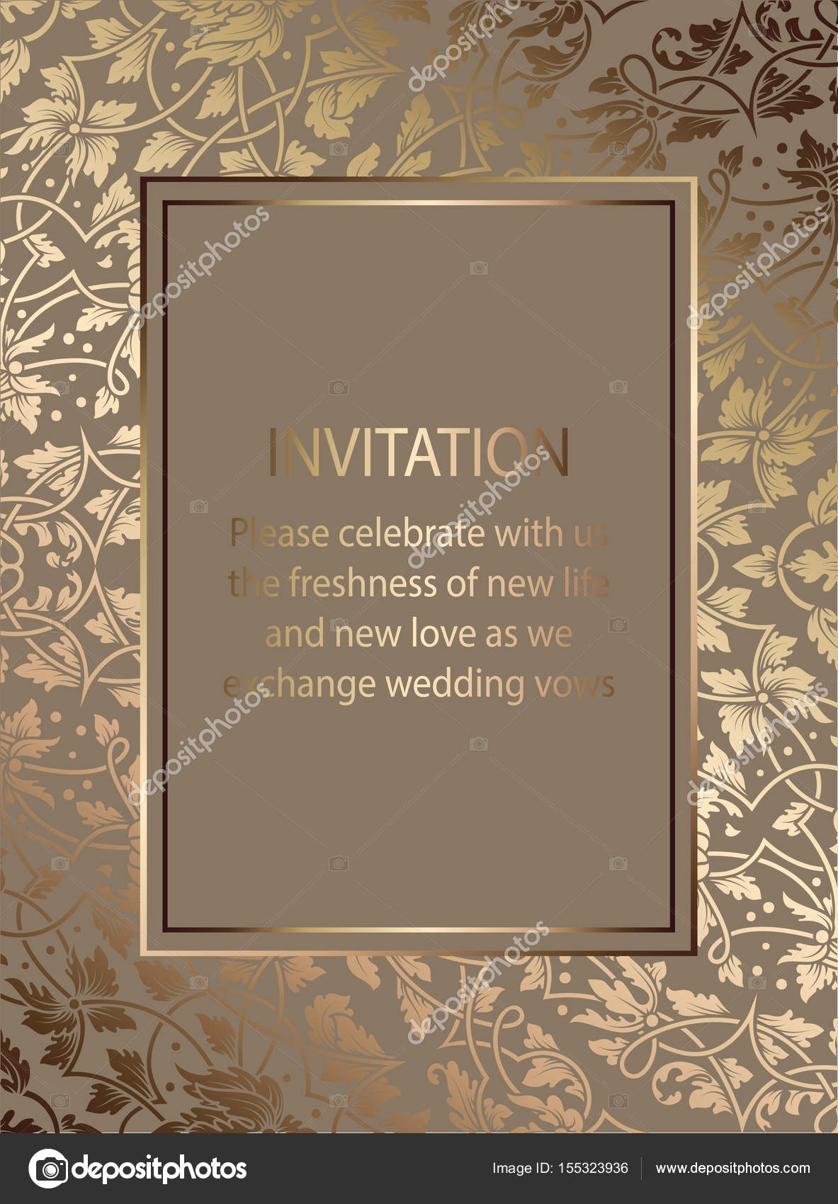 Floral invitation card or background with antique, luxury beige and gold  vintage frame, victorian banner, exquisite wallpaper ornament, baroque  style booklet, fashion pattern, template for design Stock Vector Image by  ©MiaMilky #155323936