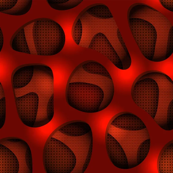 Organiska celler sömlösa mönster. Geometriska lager effekt abstrakt bakgrund, vektor design. — Stock vektor