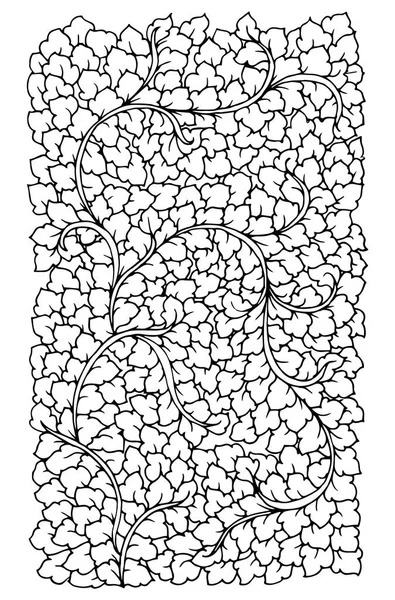 Feuilles de gribouillis dessinées à la main pour adultes anti stress. Coloriage isolé sur fond blanc. Doodling ornement, détente et méditation . — Image vectorielle