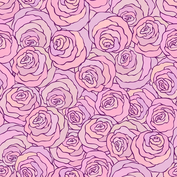 Fondo rosa brillante decorativo floral con rosas lindas, patrón sin costuras — Vector de stock