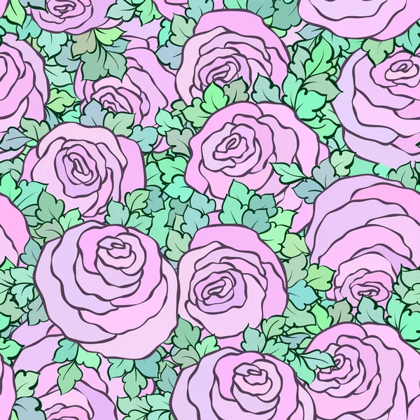 Çiçek dekoratif renkli parlak arka plan ile şirin gül, seamless modeli