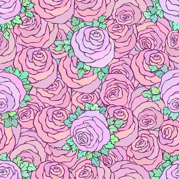 Çiçek dekoratif renkli parlak arka plan ile şirin gül, seamless modeli