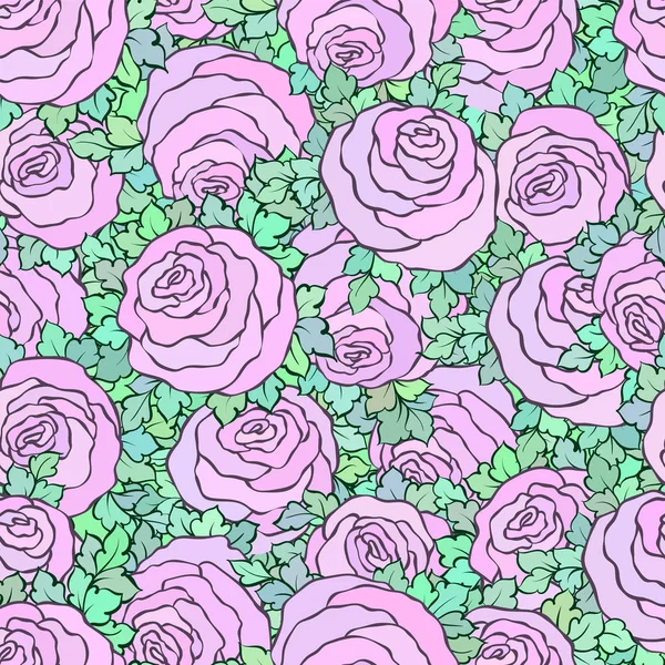 Цветочные декоративные яркий фон с милыми розами, бесшовный узор — стоковый вектор