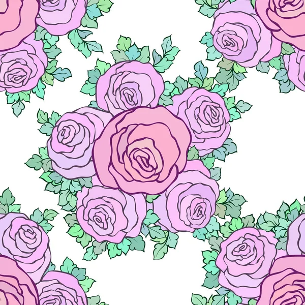 Çiçek dekoratif renkli parlak duvar kağıdı ile şirin gül, beyaz zemin üzerine Dikişsiz desen