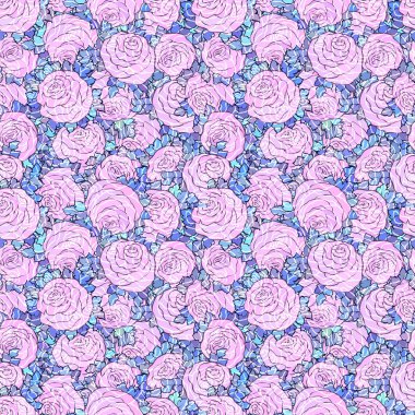 Çiçek dekoratif parlak pembe arka plan ile şirin gül, seamless modeli