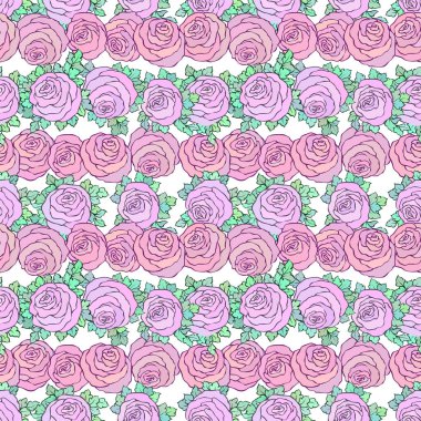 Çiçek dekoratif parlak pembe arka plan ile şirin gül, seamless modeli