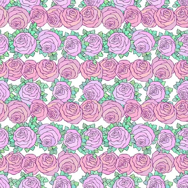 Fondo rosa brillante decorativo floral con rosas lindas, patrón sin costuras — Vector de stock
