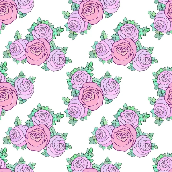 Çiçek dekoratif renkli parlak duvar kağıdı ile şirin gül, beyaz zemin üzerine Dikişsiz desen