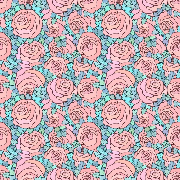 Çiçek dekoratif parlak pembe arka plan ile şirin gül, seamless modeli