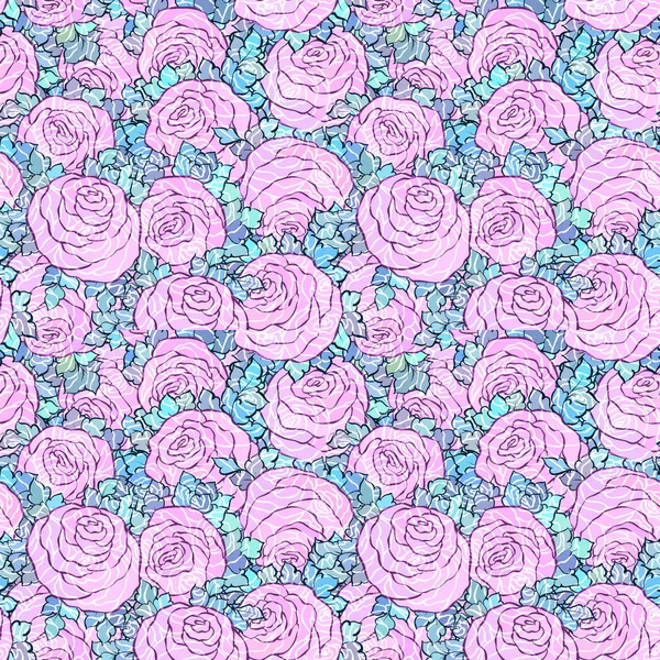 Çiçek dekoratif parlak pembe arka plan ile şirin gül, seamless modeli