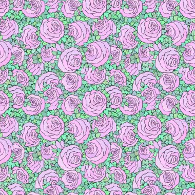 Çiçek dekoratif parlak pembe arka plan ile şirin gül, seamless modeli